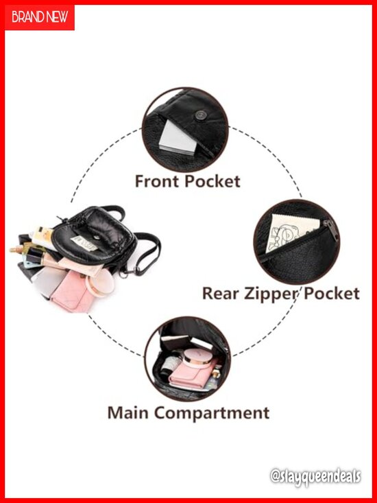 Mini Backpack Purse for Women, Soft Washed PU Leather, Small Waterproof Fashion main image 4